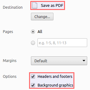 Chrome's native print dialog
