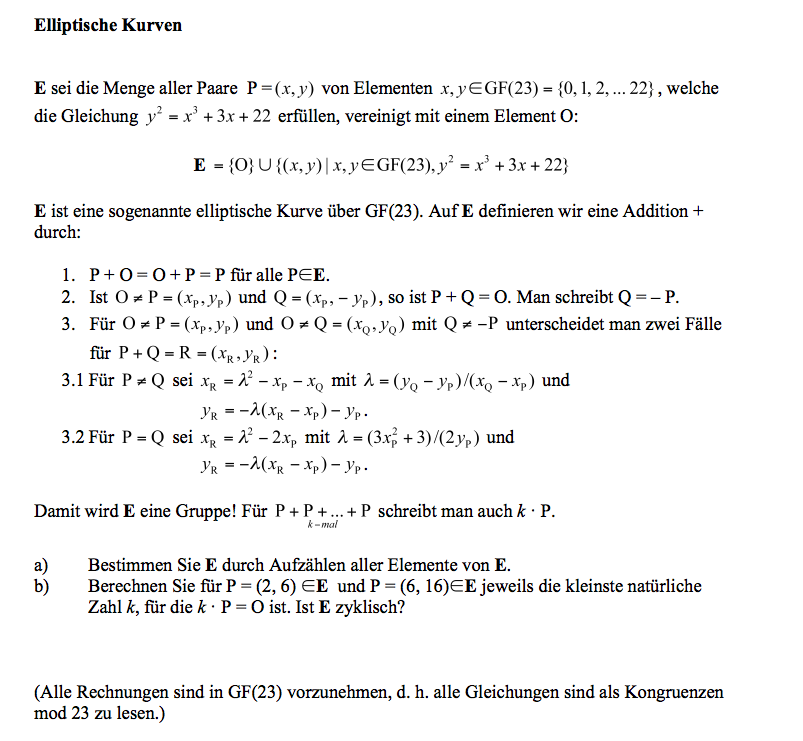 Exercise elliptic curves